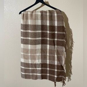 Tumi Brown and Cream Plaid Blanket